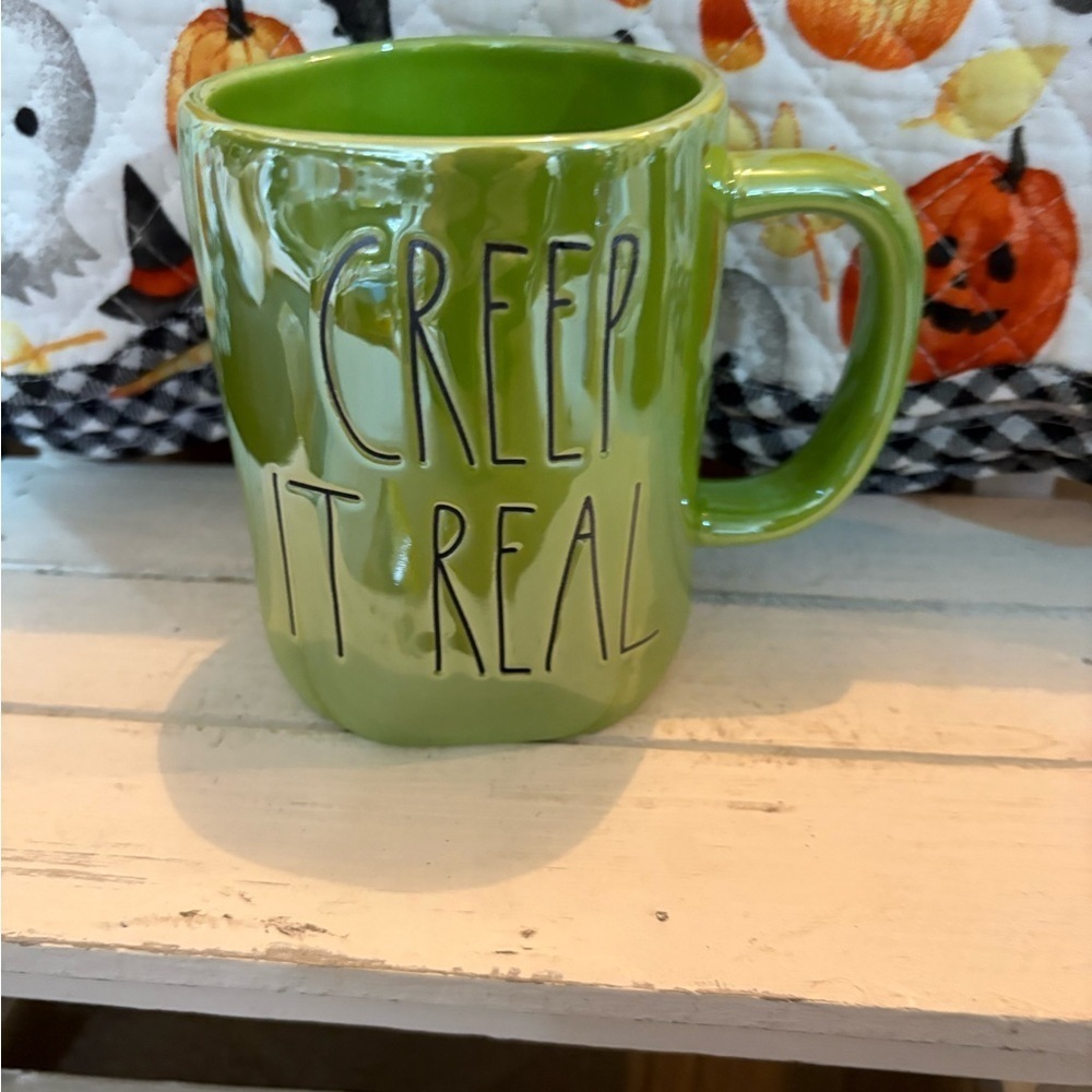 Rae Dunn Iridescent Green Creep It Real Mug